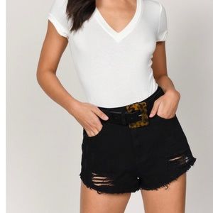 Black high waisted jean shorts